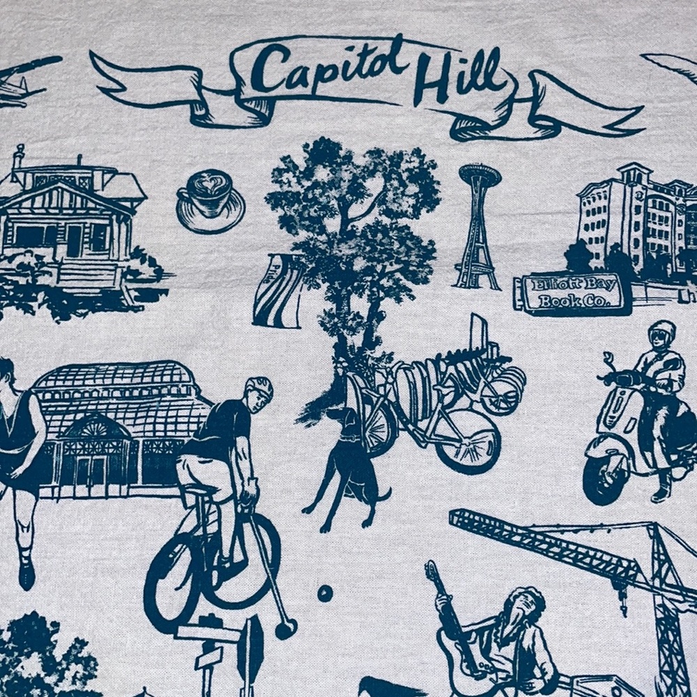 Seattle Neighborhood Capitol Hill area vintage style Tea Towel by Oliotto
